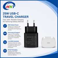 Bloc chargeur USB-C PD PPS HNT 25W 45W avec emballage de vente au détail compatible avec Samsung Galaxy S25 S24 S23 S22 S21