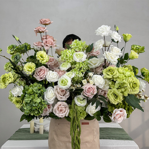 ดอกไม้ประดับทางเดินงานแต่งงานสุดหรู คุณภาพสูง ดอกกุหลาบสีเขียวเสมือนจริง สำหรับตกแต่งทางเข้าทางเดินงานแต่งงาน - Product Image 2