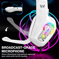 Casque de jeu filaire avec micro 3,5 mm, lumière RGB, suppression du bruit, son surround, basses profondes, étanche IPX-5, contrôle tactile pour PC PS5