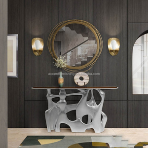 Personalizzato Design moderno irregolare in vetroresina consolle <span class=keywords><strong>tavolo</strong></span> di lusso nero <span class=keywords><strong>angolo</strong></span> <span class=keywords><strong>tavolo</strong></span> per soggiorno a casa o sala - Product Image 3