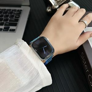 Cinturino per orologio Glitter Laser di lusso per Iwatch S10 per <span class=keywords><strong>Apple</strong></span> <span class=keywords><strong>Watch</strong></span> 1/2/3/4/5/6/7/<span class=keywords><strong>SE</strong></span>/9/8/10 in resina cinturino - Product Image 3