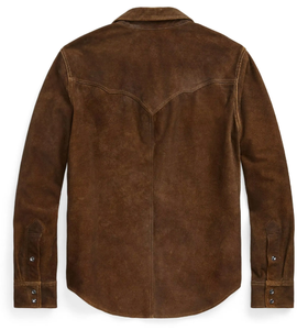 Leduo <span class=keywords><strong>Giacca</strong></span> <span class=keywords><strong>Camicia</strong></span> in <span class=keywords><strong>Pelle</strong></span> Scamosciata Stile Western Americano Retrò Personalizzata per Uomo - Product Image 2