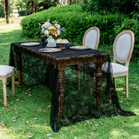 Noir Blanc Dentelle Broderie Nappes Polyester Dentelle Maille Rectangle Table Couverture Élégante Décoration De Mariage Photographie En Plein Air
