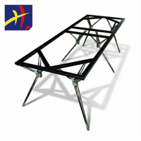 Cadre de table rectangulaire moderne en acier noir avec pieds évasés chromés pour bureau, salle de conférence, hôtel – Support réglable et durable