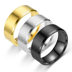 High Quality Simple Design Tungsten Carbide Stainless Steel Matte Polished Black IP Plating Men Jewelry Ring