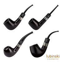 Pipe à tabac LUBINSKI en bois de santal noir, luxe léger, motif ébène, sculptée vintage, canal à tabac de 9 mm, modèle seau circulaire