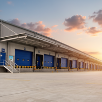 Entrepôt moderne en structure acier préfabriquée lourde, avec panneaux sandwich à connexion soudée, pour appartements, halls, garages extérieurs et bâtiments de bureaux