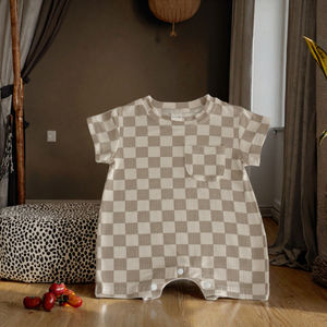 Nuevo Pelele de Punto Corto Korababy Grid 2026 para Bebés y Niños Pequeños, Unisex, Cierre de Botones, Estilo Casual de <span class=keywords><strong>Verano</strong></span> - Product Image 3