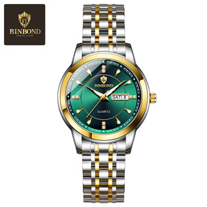 Women's Quartz Watch Green Dial Stainless Steel Band Waterproof Luminous Day <b>Date</b> Calendar Analog 30M Water Resistant - Product Image 3