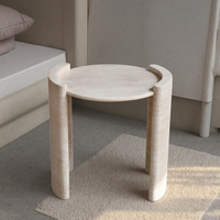 OEM ODM Table d'appoint extensible de style nordique moderne Mobilier de maison minimaliste Vente en gros Ensemble marbre pierre naturelle travertin Design