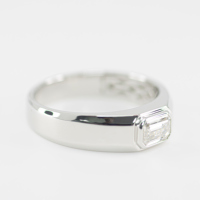 Prix bas de haute qualité S925 argent taille émeraude Moissanite diamant homme bague personnalisée