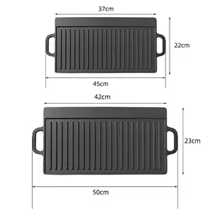 Outdoor Bbq Cast Iron Pre-seasond Camping Griddle Grill Pans Nonstick Fry Reversible Cookware