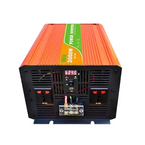 순수 사인파 태양 광 인버터 3000W 전원 DC 12V 24V AC 220V 전압 50/60HZ 변환기 태양 광 자동차 인버터 LED 및 USB