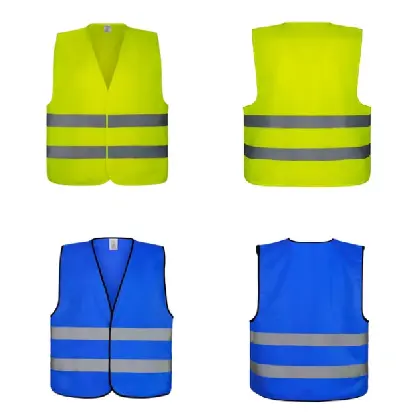 ENISO High Visibility Safety Vest PPE Construction Clothing Workwear Reflector Vests Fluorescent Blue Reflective