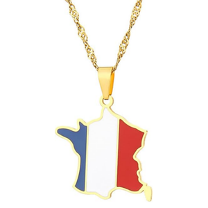 Collana <span class=keywords><strong>Girocollo</strong></span> alla Moda in Acciaio Inossidabile <span class=keywords><strong>con</strong></span> Ciondolo a Mappa di Vari Paesi e Bandiera Nazionale - Product Image 4