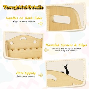 Étagère <span class=keywords><strong>Montessori</strong></span> en bois pour enfants <span class=keywords><strong>présentoir</strong></span> de <span class=keywords><strong>livre</strong></span> à 3 niveaux petit porte-<span class=keywords><strong>livre</strong></span> pour bébé pépinière et salle de jeux - Product Image 5