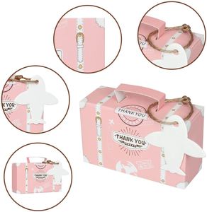 Paquete de 50 Cajas de Regalo de Boda con Temática de Viaje, Estilo Rosa, Cajas de Dulces con Forma de Maleta, Caja de Papel para Alimentos - Product Image 2