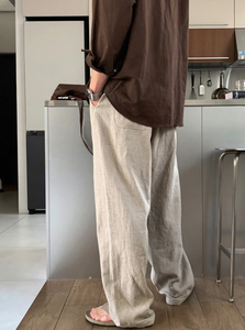 <span class=keywords><strong>Pantaloni</strong></span> Casual da <span class=keywords><strong>Uomo</strong></span> 100% <span class=keywords><strong>Lino</strong></span> Leggeri a Vita Media, Oltre 300 Colori Disponibili, Personalizzabili, Servizio OEM/ODM DDP - Product Image 4