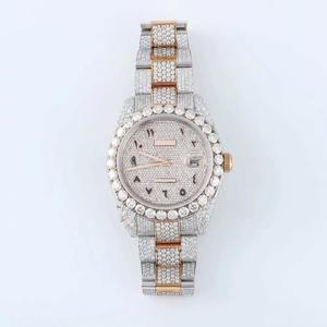 Custom Hip Hop Luxury Mens Automatic Handmade Wrist Watch with VVS Clarity Moissanite CROWN Shape Wedding Gift - Product Image 1