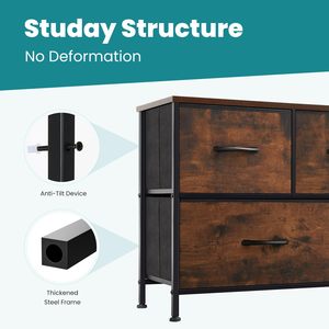 Commode en bois SENYU à 5 tiroirs avec structure métallique pour chambre ou entrée - Product Image 4