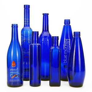 VISTA Wholesale 250ml 500ml 1000mlラウンドスクエアカスタムコバルトブルースプレーブルーガラスボトル酒用ウォータージュースクルーエオイル - Product Image 3
