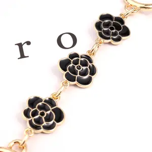 REWIN Fashion Enamel Flower Shape Purse Extender Chain Bag Strap Extender Replacement Charms For Cross Body Bag Handbags