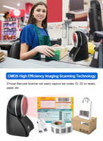 DP8501M Escáner de código de barras de escritorio de detección automática omnidireccional 2D de alta velocidad para supermercado y biblioteca en stock