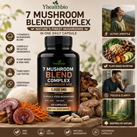 7 Variétés de Champignons en Capsules Végétaliennes, Mélange Naturel de Champignons Bruts Non-OGM, 1000mg, 120 Comprimés, Complément Alimentaire en Bouteille