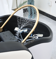 Lit de lavage de cheveux multifonctionnel réglable avec bac de lavage intégré pour salon de coiffure et spa capillaire