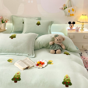 Textiles <span class=keywords><strong>de</strong></span> maison ensemble <span class=keywords><strong>de</strong></span> literie housse <span class=keywords><strong>de</strong></span> <span class=keywords><strong>couette</strong></span> épaissir flanelle housse <span class=keywords><strong>de</strong></span> <span class=keywords><strong>couette</strong></span> hiver chaud neige polaire feuille taies d'oreiller Twin Queen King Size - Product Image 4