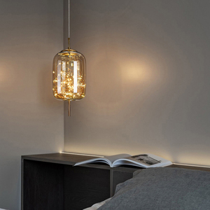 Lampadario a Sospensione in Vetro Grigio Fumo per Arredamento Casa Moderno Lussuoso Lampadario LED Dorato per Isola Cucina - Product Image 4