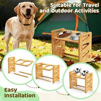 Support surélevé pour gamelles de chien en bambou, organisateur de nourriture, étagère de rangement améliorée pour garde-manger, cuisine, maison d'animaux et autres meubles