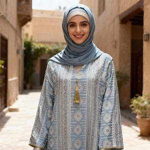 Abaya en coton brodé élégante et de qualité supérieure avec des paillettes florales pour femmes musulmanes, robe de soirée, vente en gros - Product Image 4
