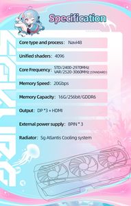 Tarjeta Gráfica Yeston Sakura Atlantis Radeon 9070 16G GDDR6 256bit 4nm para Computadora de Escritorio - Product Image 3