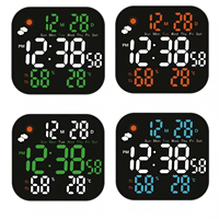 Horloge Murale Numérique AIKS avec Prévisions Météo, Température et Humidité, Alarme, Alimentation Externe, LED de Luxe