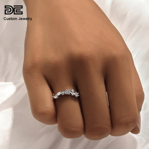 De 925 Sterling Silver Flower CZ Rings Colorful Zirconia Flower 925 Silver Wedding Ring 925 Silver Flower Stacking Ring - Product Image 3