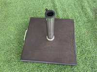 Support de parasol de patio 40 kg, base en granit gris mobile avec roulettes, base en marbre moderne pour parasol à mât central, base de mât central extérieur