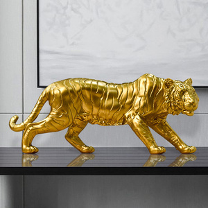 Oggetti Decorativi per Soggiorno, Moderna Statua di Tigre Dorata in Resina, Scultura Animale per Ingresso, Sala da Pranzo, Mobile TV - Product Image 1