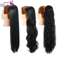 Livraison gratuite extension de cheveux synthétiques queue de cheval longue soie texture ondulée haute température extension de queue de cheval avec cordon de serrage