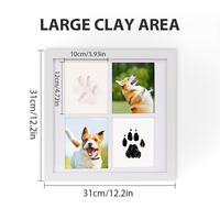 Cadre Mural Décoratif pour Animaux de Compagnie, Écologique et Durable, avec Empreintes de Pattes, Noir, 4 Grilles, Collage, Kit d'Encre à l'Argile et Passe-partout Blanc, pour Chiens et Chats, Vente Directe Usine