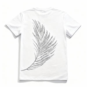 T-shirt en coton 100% pour homme, à manches courtes, tricoté, avec graphisme en strass, diamant, logo imprimé, décontracté, écologique, de haute qualité, personnalisé, 180 - Product Image 2