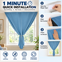 Rideaux occultants portables anti-UV Langsir sans perçage, rideaux thermiques occultants pour chambres à coucher