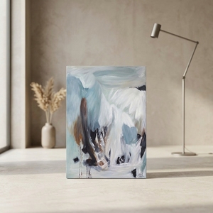 Tableau mural sur toile à texture de sable de quartz, motif paysage abstrait nordique, taille flexible, pour la rénovation intérieure et la vente en gros - Product Image 4