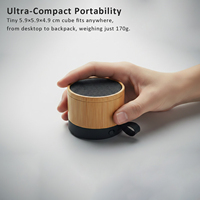 Haut-parleur Bluetooth sans fil portable 3W mono avec boîtier en bambou écologique et batterie remplaçable