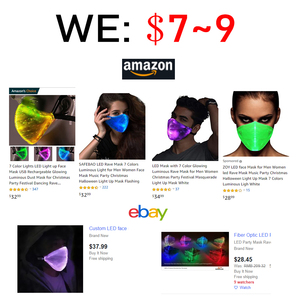 Maschera per il viso personalizzata incandescente all'ingrosso scura con logo per protezione - Product Image 4
