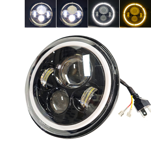 Phares LED H4 de 40W pour Voiture, Moto, Vaz Niva, UAZ, <span class=keywords><strong>Wrangler</strong></span>, Land Rover avec Clignotant et Feu de Route Rond LED 7 Pouces Halo - Product Image 1