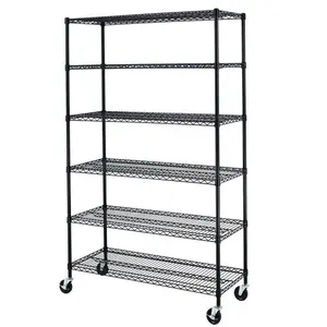 Black Grey white color powder coated or chrome wire mesh shelf display racks and stands