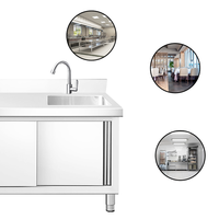 Table de préparation de cuisine en acier inoxydable, établi commercial avec étagère, évier utilitaire pour restaurant, unité de rangement