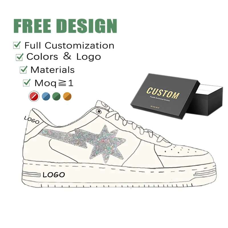 How to Custom Your Own Shoe OEM ODM Low Moq Full Custom Skateboard Sneakers High Quality Genuine Leather Bapesta Custom Shoe