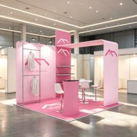 Stand d'exposition modulaire portable sur mesure 3*3m, présentoir à vêtements en tissu tendu imprimé, comptoir d'accueil et table de négociation